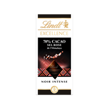 Chocolat noir sel rose de l'himalaya 70% cacao LINDT EXCELLENCE, Tablette de 100g