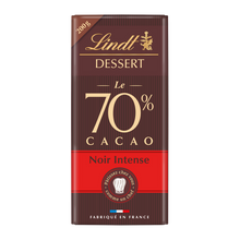 Chocolat noir intense 70% cacao à patisser LINDT DESSERT, Tablette de200g