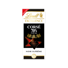 Chocolat noir corsé 70% cacao EXCELLENCE LINDT, Tablette de 100g