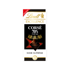 Chocolat noir corsé 70% cacao EXCELLENCE LINDT, Tablette de 100g