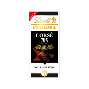 Chocolat noir corsé 70% cacao EXCELLENCE LINDT, Tablette de 100g