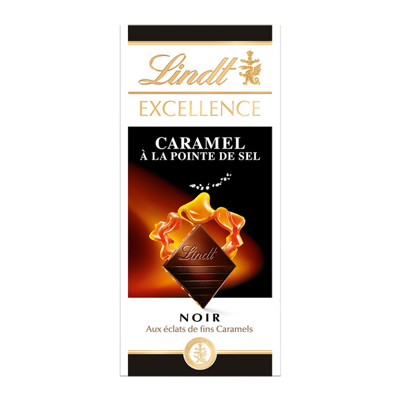Chocolat noir 70% de caramel à la pointe de sel excellence LINDT, Tablette de 100g