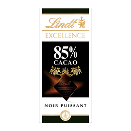 Chocolat noir 85% cacao Excellence LINDT, Tablette de 100g