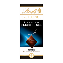 Chocolat noir fleur de sel Excellence LINDT, Tablette de 100g