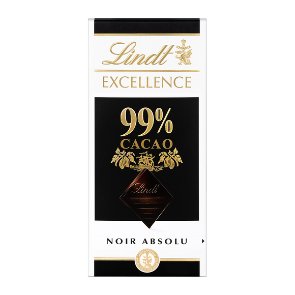 Chocolat excellence noir 99% de cacao LINDT, 50g