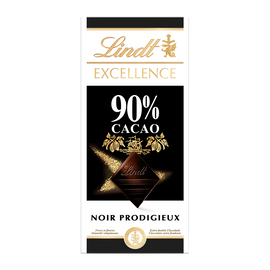 Chocolat noir 90% Excellence LINDT, Tablette de 100g