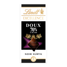 Chocolat noir doux 70% Excellence LINDT, Tablette de 100g