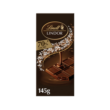 Chocolat Lindor noir 70% LINDT, tablette 145G
