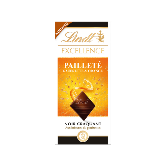 Lindt Tablette de chocolat EXCELLENCE Noir Gaufrette Orange