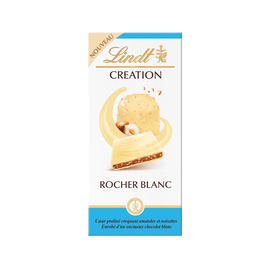 Création blanc rocher blanc LINDT, tablette 148g