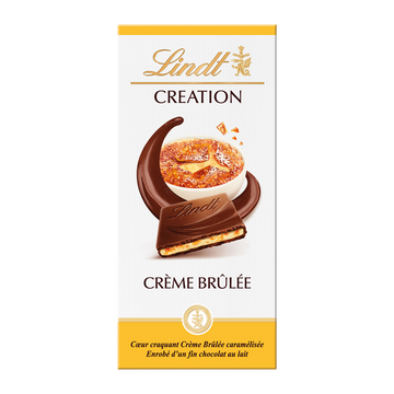 Chocolat au lait fourrée crème brûlée LINDT, Tablette de 150g