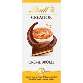 Chocolat au lait fourrée crème brûlée LINDT, Tablette de 150g