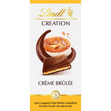 Chocolat au lait fourrée crème brûlée LINDT, Tablette de 150g