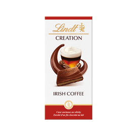 Chocolat au lait fourré saveur Irish Coffee LINDT, Tablette de 150g