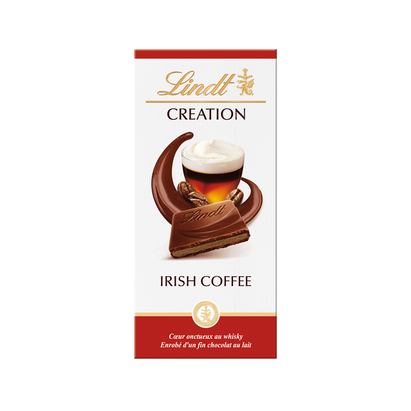 Chocolat au lait fourré saveur Irish Coffee LINDT, Tablette de 150g