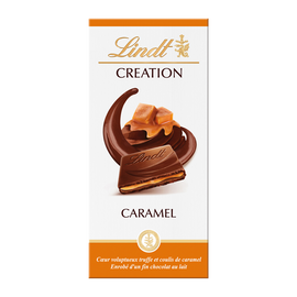 Chocolat Création au lait fourré caramel LINDT, Tablette de 150g