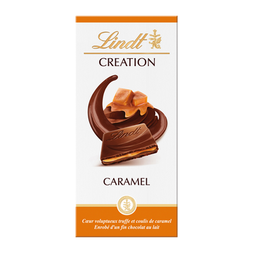 Chocolat Création au lait fourré caramel LINDT, Tablette de 150g