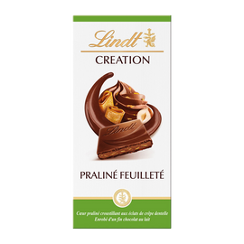 Chocolat au lait praliné feuilleté Création l'authentique LINDT, Tablette de 150g