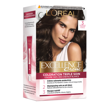 Coloration permanente EXCELLENCE, châtain foncé n°3