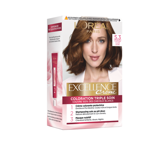 Coloration permanente EXCELLENCE, châtain clair doré n°5-3