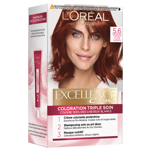Coloration permanente EXCELLENCE, châtain clair auburn n°5-6