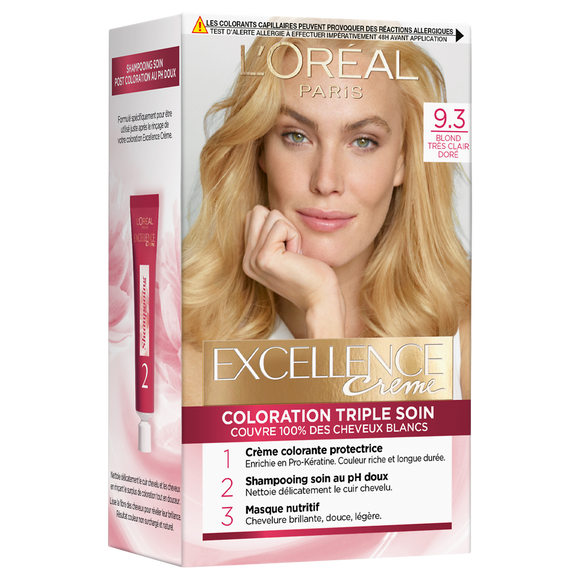 Coloration permanente EXCELLENCE, blond très clair doré n°9-3