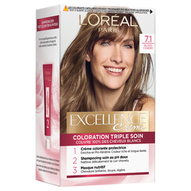 Crème colorante triple soin Excellence L'OREAL PARIS, blond cendré, n°7.1