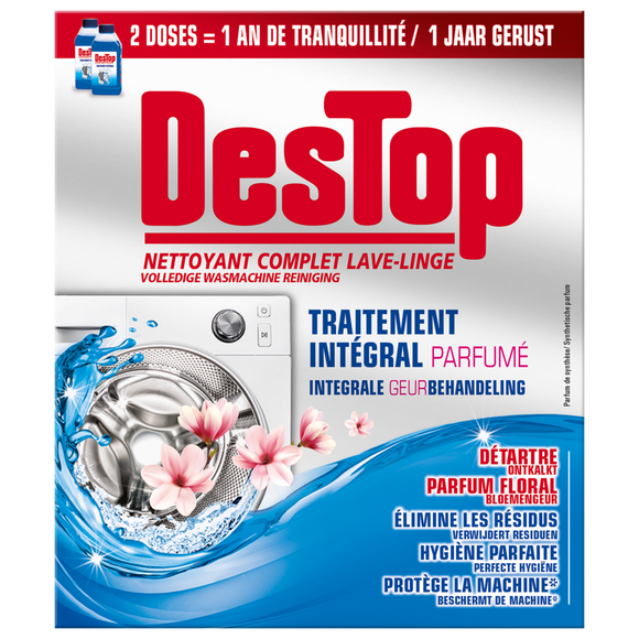 Nettoyant complet lave-linge traitement intégral DESTOP, flacon 2x250ml