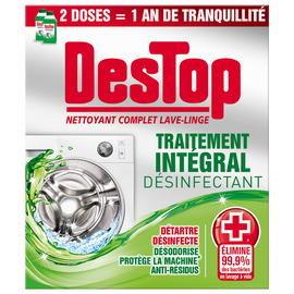 Nettoyant complet désinfectant lave-linge traitement intégral, DESTOP,2 flacons de 250ml