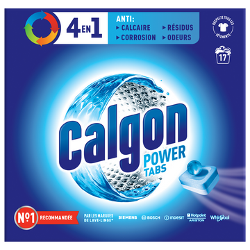 Nettoyant anti-calcaire 2 en 1 pour lave linge CALGON, 17 tabs, 221g
