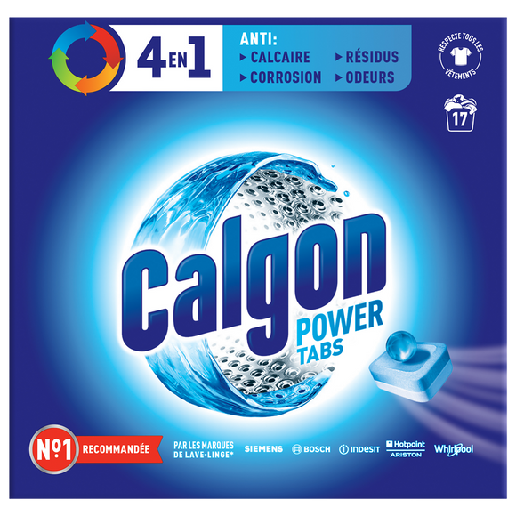 Nettoyant anti-calcaire 2 en 1 pour lave linge CALGON, 17 tabs, 221g
