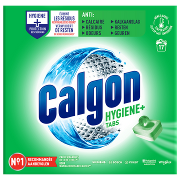 Nettoyant machine anti-calcaire hygiène+ CALGON, 17tabs, 221g
