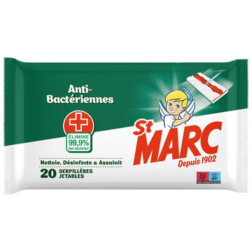 Serpillières jetables anti-bactériennes ST MARC, x20