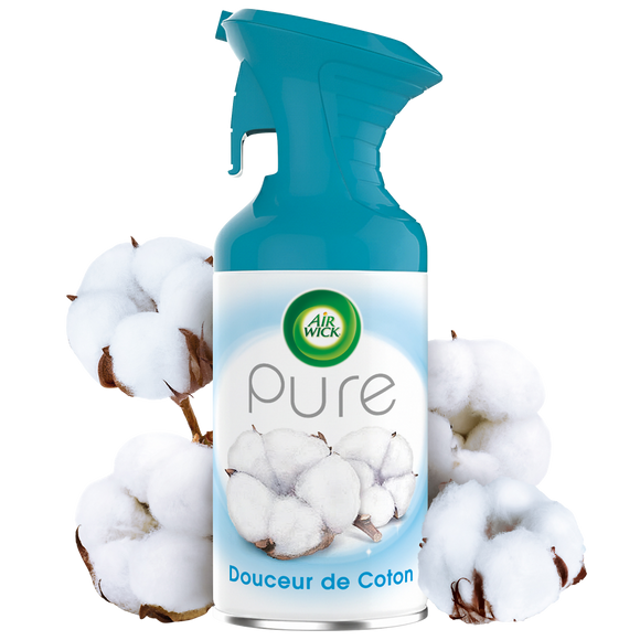 Désodorisant intérieur pure coton AIR WICK, aérosol de 250ml