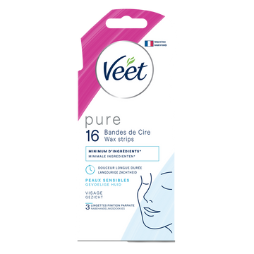 Bandes de cire froide VEET visage , peaux sensibles x16