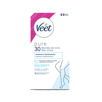 Veet PURE - 30 Bandes de Cire Jambes