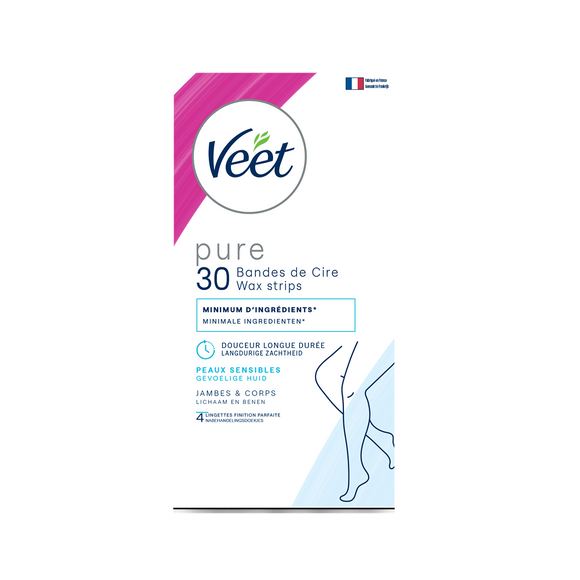 Veet PURE - 30 Bandes de Cire Jambes