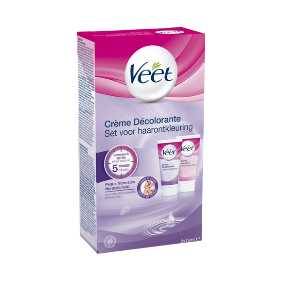 Crème Décolorante Corps Et Visage Aux Huiles Minérales 5min - VEET - 2x75ml