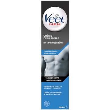 Veet Men Crème Dépilatoire Peaux Sensibles 200ml