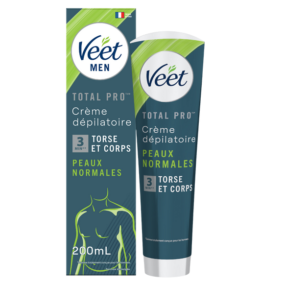 Crème dépilatoire peaux normal torse et corps men VEET, 200ML
