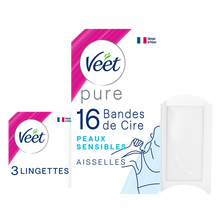 Bandes de cire aisselles VEET Pure x16