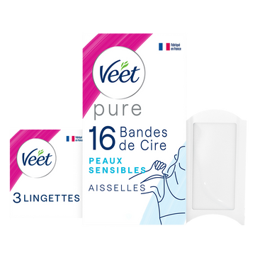 Bandes de cire aisselles VEET Pure x16