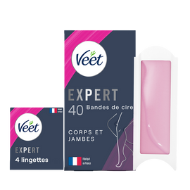 Veet Expert Bandes de Cire Froide Epilation Corps & Jambes Peaux Normales x40
