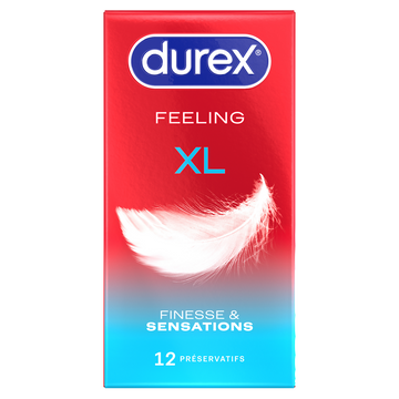 Préservatifs DUREX feeling extra XL fins et extra lubrifiés x12