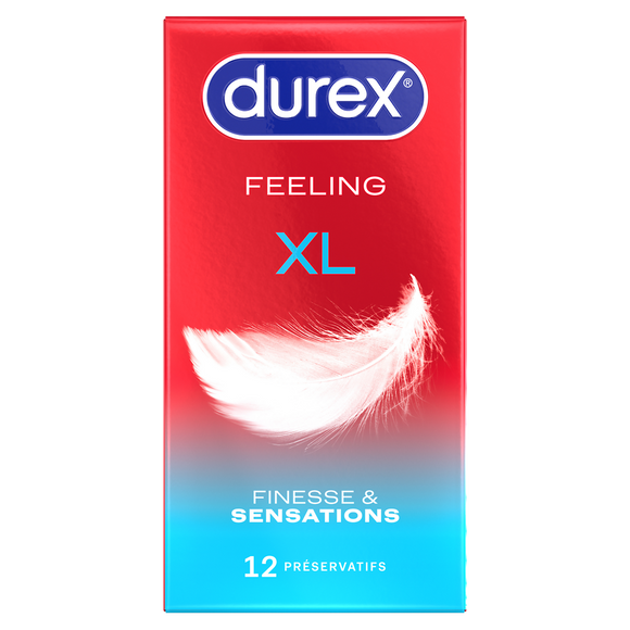 Préservatifs DUREX feeling extra XL fins et extra lubrifiés x12