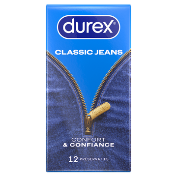 Préservatifs DUREX classique jeans confort et confiance x12