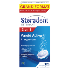 Nettoyant pour appareil dentaire Pureté Active STERADENT, 128 comprimés