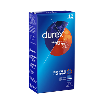 Préservatifs DUREX classic jeans confort et confiance XL x12