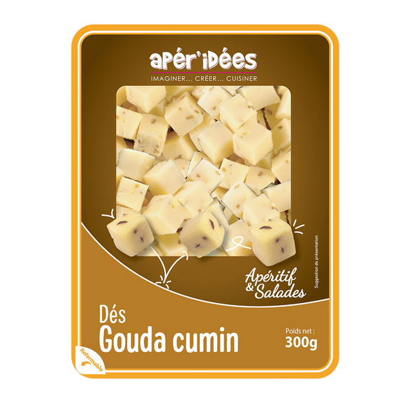 Dés de gouda au cumin FROMAGERIE LE CENTURION barquette 300g