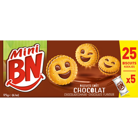 Mini biscuits fourrés chocolat BN, x5 soit 175g